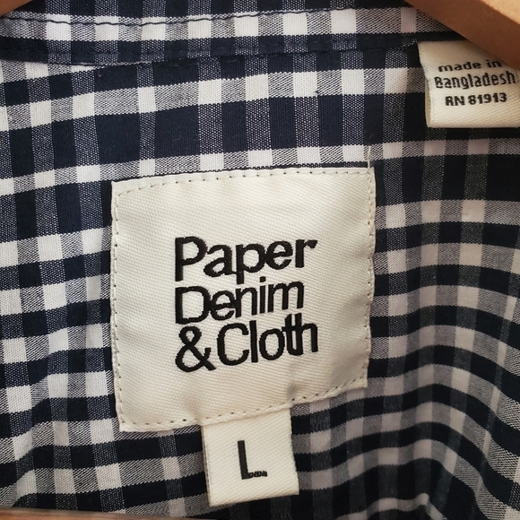 Paper Denim & Cloth Men’s Button-Up Shirt Plaid Long Sleeve Blue L - Picture 3 of 8